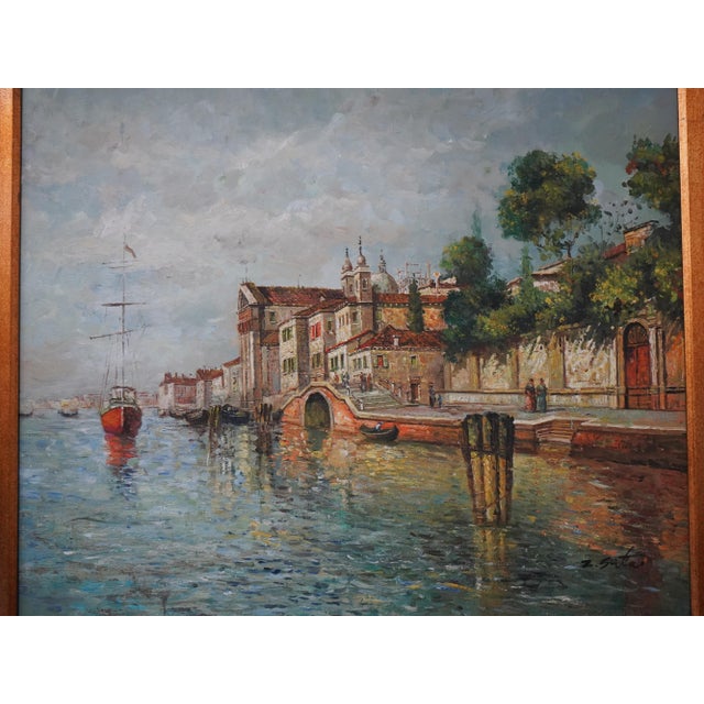 Coastal Z. Sita Artist Signed European Coastal Oil Painting on Canvas For Sale - Image 3 of 10