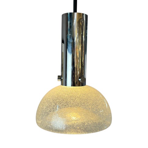 Chrome and Frosted Glass Pendant Lamp by Herbert Proft for Limburg For Sale
