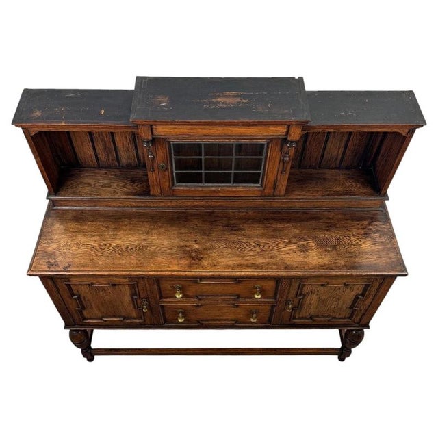 2000 - 2009 Antique Early 20th Century English Jacobean Oak Sideboard For Sale - Image 5 of 13