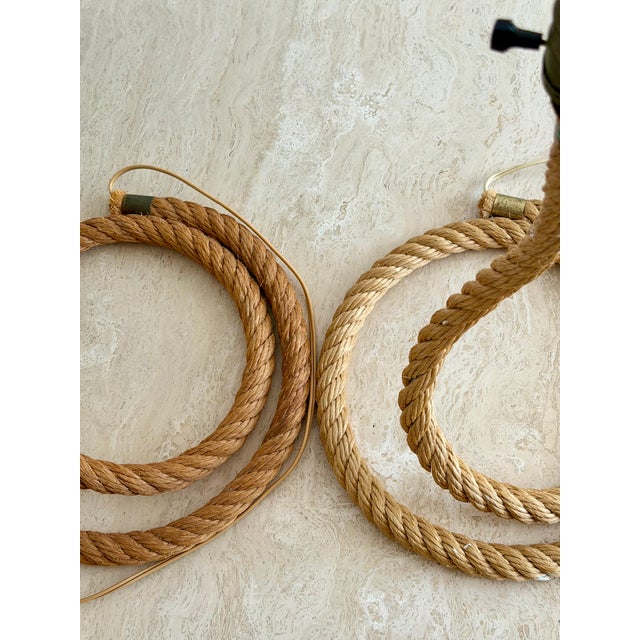 1970s Audoux Minet Sculptural Twisted Rope Table Lamps - A Pair For Sale - Image 16 of 16