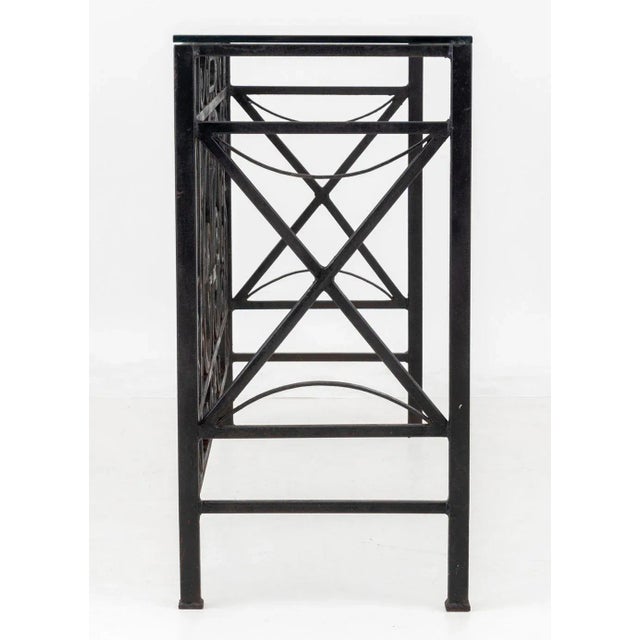 Metal Glass Top Wrought Iron Console Table For Sale - Image 7 of 8