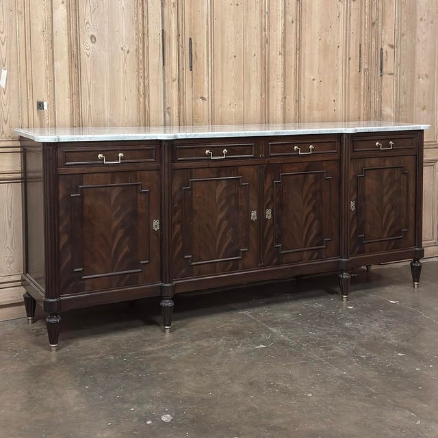 French Louis XVI Mahogany Buffet With Carrara Marble For Sale - Image 4 of 18