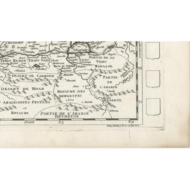 Antique Map of Palestine and Jerusalem by Elias Baeck, 1700s For Sale - Image 6 of 11