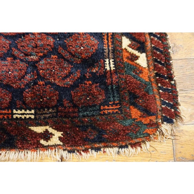 1900s Blue Navy Paisley Tribal Antique Persian Balouch Rug 1' 6''x 2' 6'' Handknotted Wool Carpet For Sale - Image 4 of 10