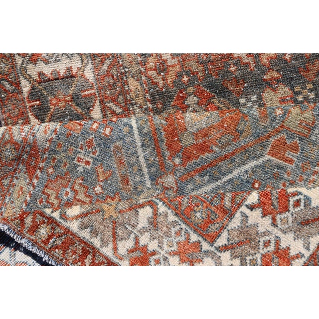 Fine Antique Persian Malayer Runner in Soft Tones of Blue and Orange 2'10 X 13'8 For Sale - Image 10 of 11