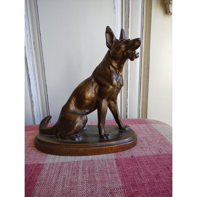 Large Antique Metal German Shepard Statue For Sale - Image 10 of 10