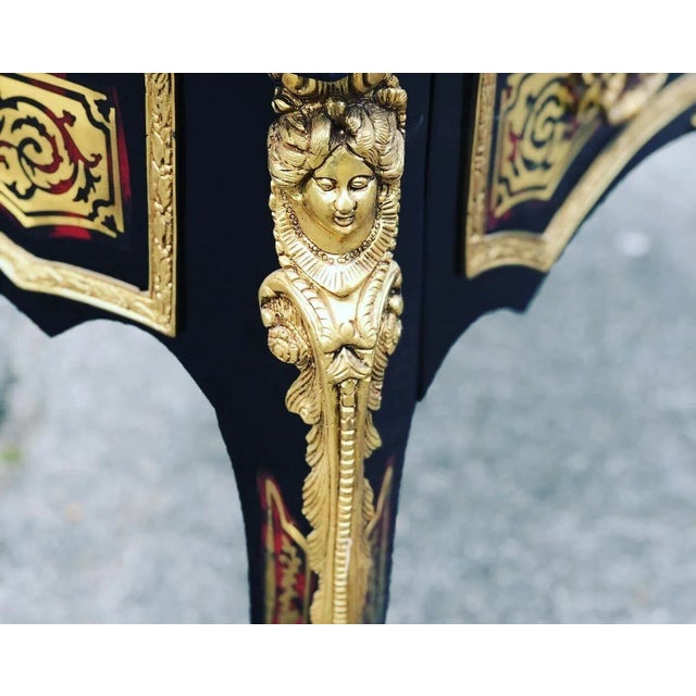 Metal French Empire Boulle Desk with Brass Decoration For Sale - Image 7 of 14