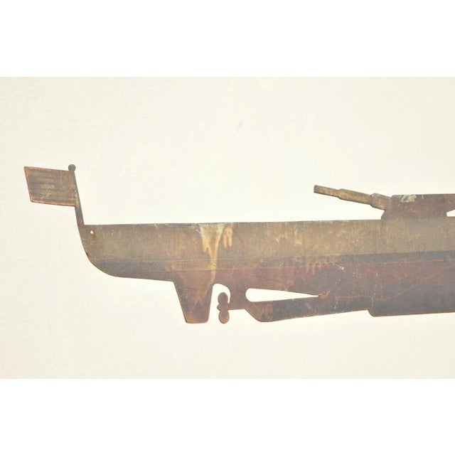 Early 20th Century Battleship Painted Steel Weathervane For Sale - Image 9 of 12