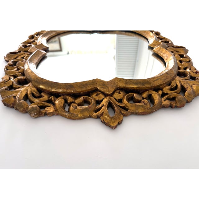 Mid Century Quatrefoil Florentine Mirror For Sale - Image 4 of 17