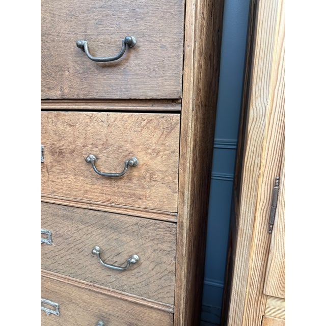 Tan Large Vintage Cabinet with Drawers, 1940s For Sale - Image 8 of 18