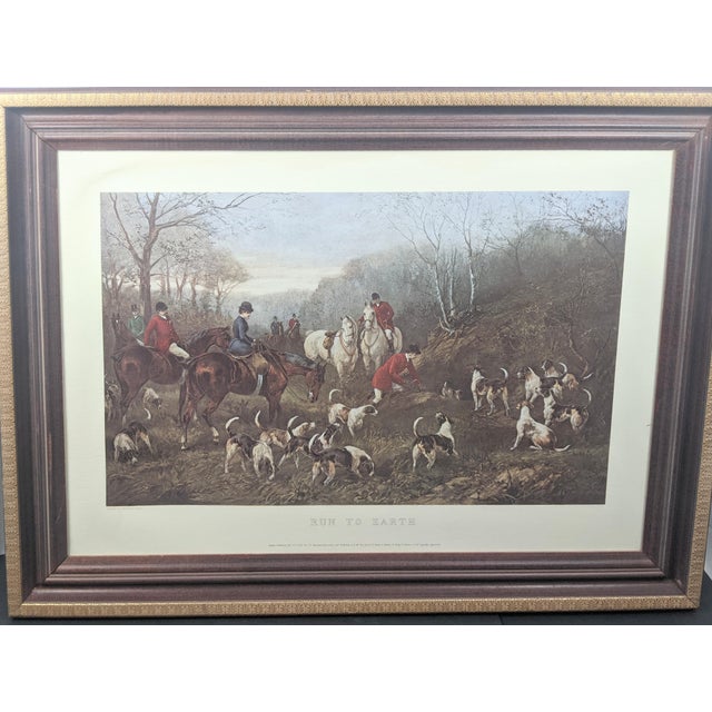 Large Vintage “Run to Earth” Equestrian Lithograph After Heywood Hardy, Professionally Framed- Brown, Red, Blue For Sale - Image 12 of 14