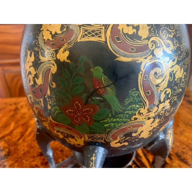 Black Antique Painted and Gilded Samovar Lamp For Sale - Image 8 of 18