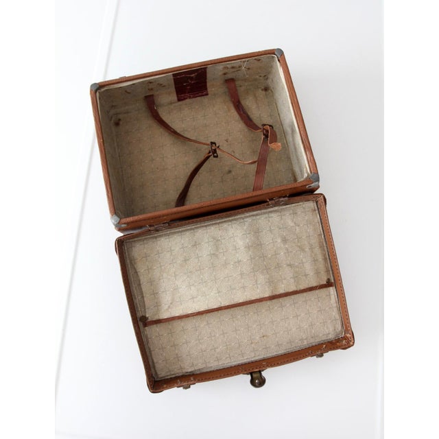 Vintage Miniature Leather Suitcase Travel Case For Sale - Image 14 of 15