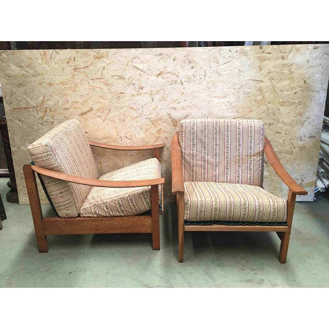 20th Century Vintage Danish Teak Armchairs With Straps and Cushions For Sale - Image 6 of 9