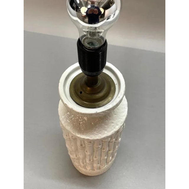 Mid-Century Italian White Ceramic & Faux Bamboo Table Lamp by Tommaso Barbi, 1970s For Sale - Image 12 of 17