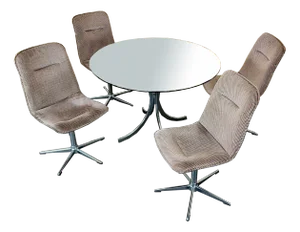 Mid-Century Chairs & Dining Table, 1960s, Set of 5