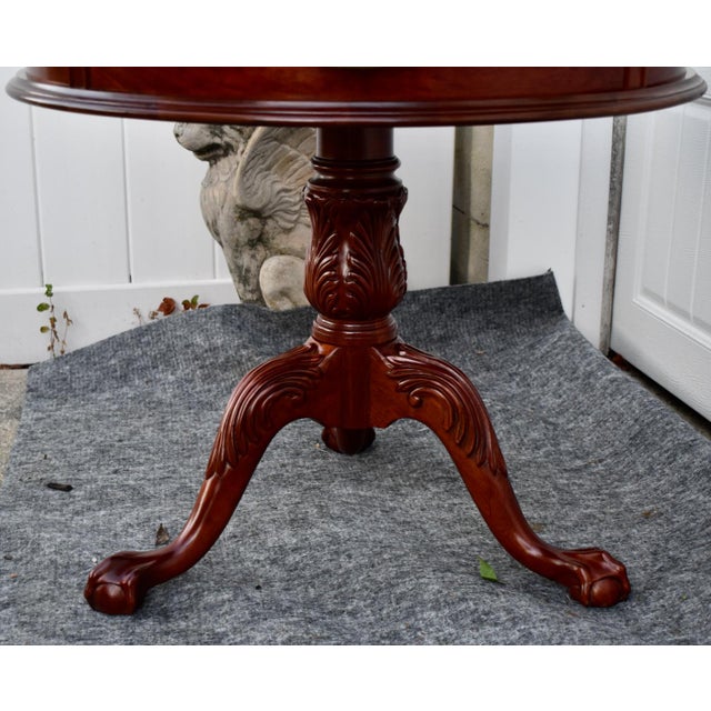 Pennsylvania House Mahogany Drum Table Vintage Pedestal Ball Claw Feet Side For Sale - Image 12 of 15