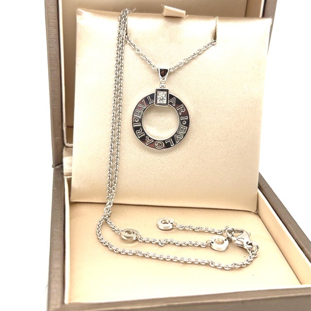 Bvlgari 18ct White Gold Bvlgari Bvlgari Diamond Necklace 0.07ct For Sale - Image 6 of 8