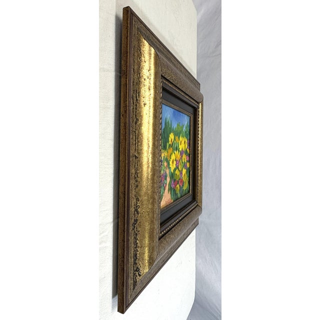 Original Signed Framed Acrylic Painting on Canvas Depicting a Flower Garden For Sale - Image 10 of 12