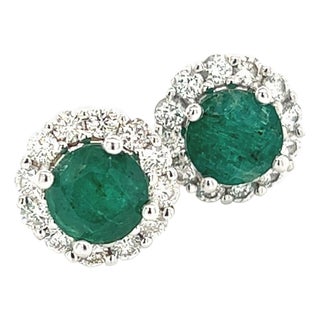 Natural Emerald Diamond Earrings 14k Gold 3.02 TCW Certified For Sale