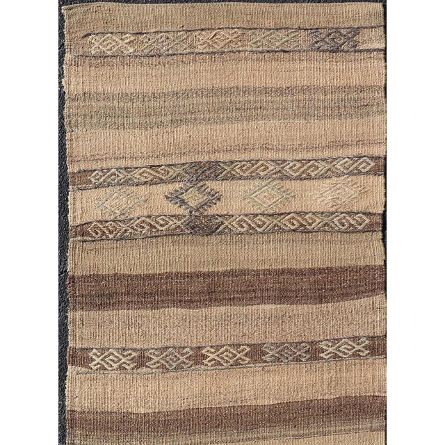 Textile Earthy Toned Vintage Turkish Kilim Runner With Geometric Motifs 2'5 X 7'3 For Sale - Image 7 of 10
