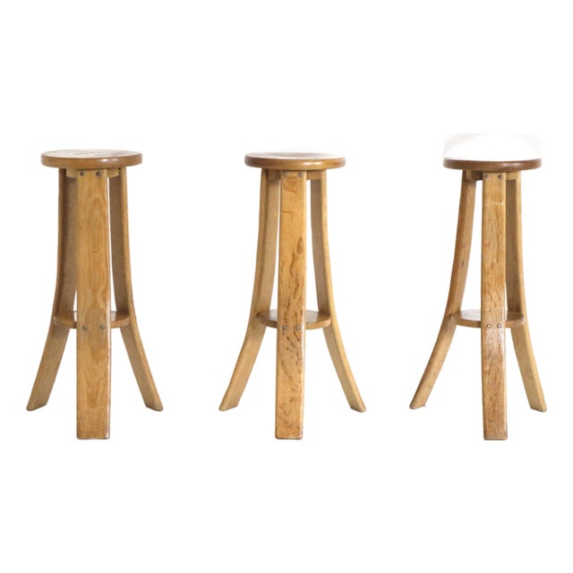 Vintage Brutalist Bar Stools, 1970s, Set of 3 For Sale