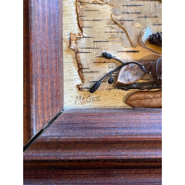 Late 20th Century Signed McGee Mixed-Media Canada Geese Wildlife Diorama in Wood Frame For Sale - Image 5 of 6