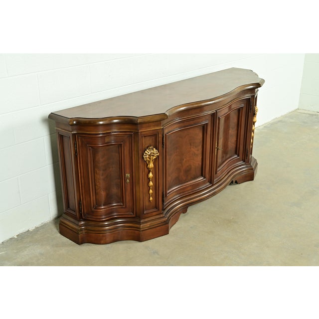 Karges Furniture Karges French Regency Louis XVI Burled Walnut Sideboard or Bar Cabinet For Sale - Image 4 of 14