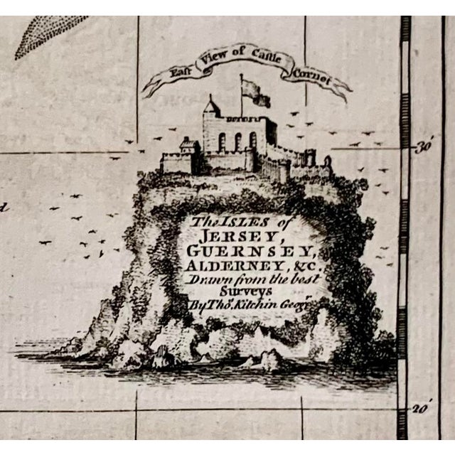 Titled: East View of Castle Corner The Isles of Jersey, Guernsey Island, Alderney. Drawn from the best Surveys by Thos...