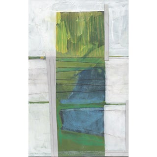 Original Contemporary Small Abstract Collage by Auker “Green Tower” For Sale