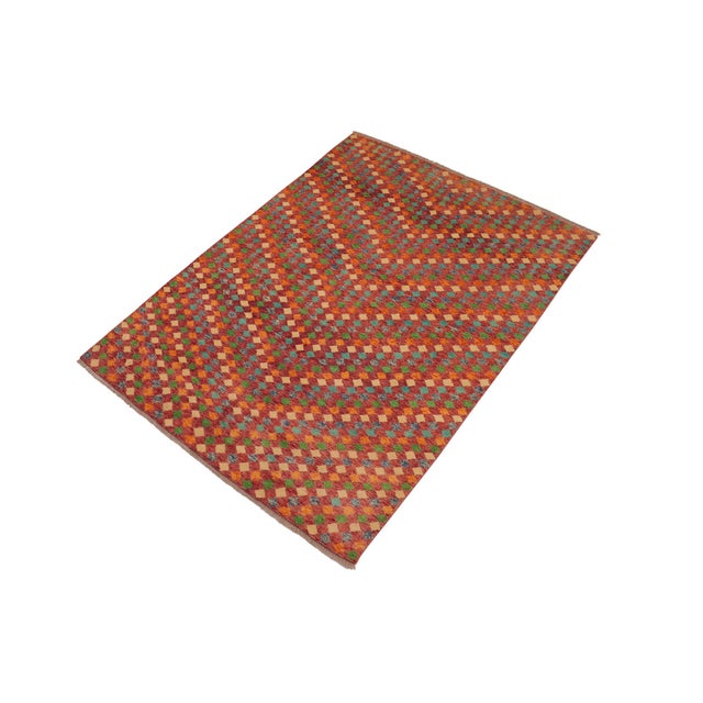 Contemporary Contemporary Balochi Red/Blue Wool Rug - 5'1''x8'4'' For Sale - Image 3 of 10