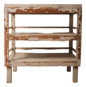 Late 20th Century Painted Indian Wooden Shelving Table With Original Distressed Finish