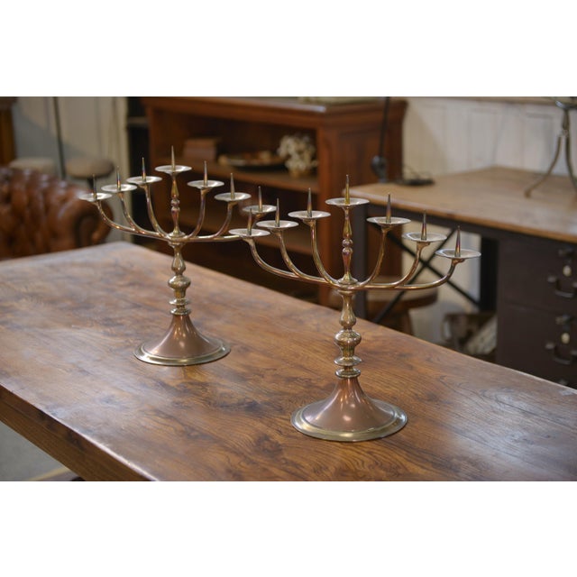 Vintage Brass and Copper Candleholders, 1950s, Set of 2 For Sale - Image 11 of 12