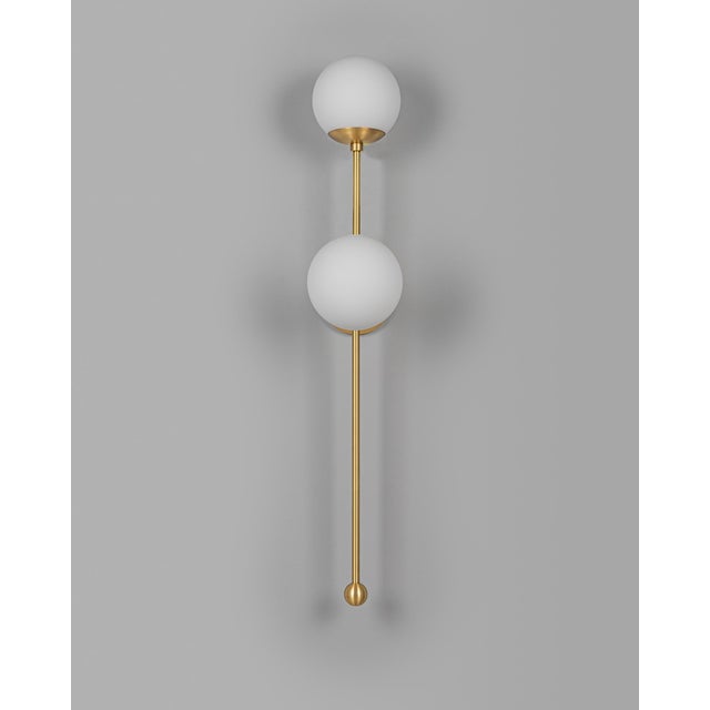 Schwung Globe Wall Sconce, 2-Light, Brasserie Style, Brass — Lbb, Black Gunmetal, Polished Nickel For Sale In Greensboro - Image 6 of 12