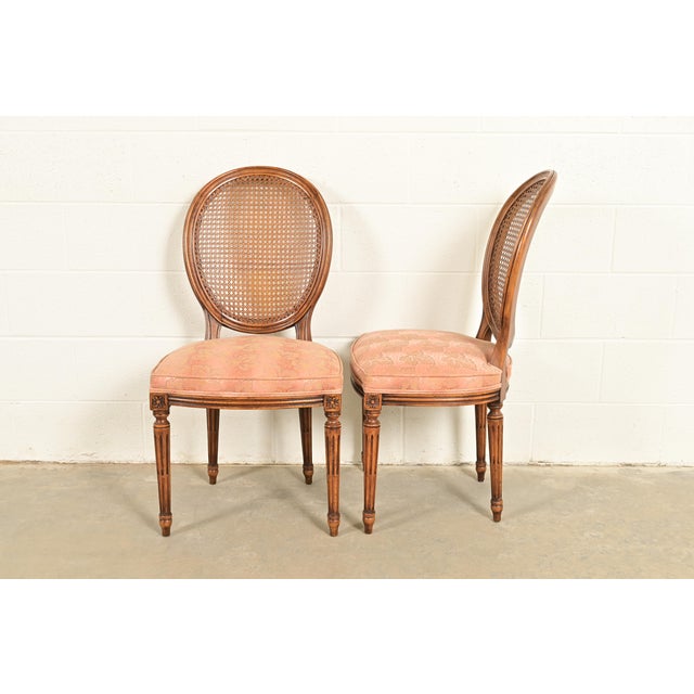 Karges French Regency Louis XVI Carved Walnut Cane Back Side Chairs or Dining Chairs, Pair For Sale - Image 10 of 13