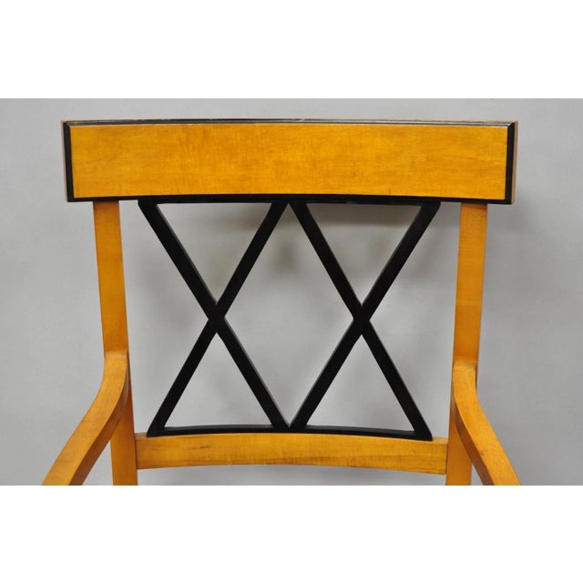 Biedermeier Empire Style Maple Wood Double X Back Dining Room Chairs - Set of 6 For Sale - Image 4 of 18