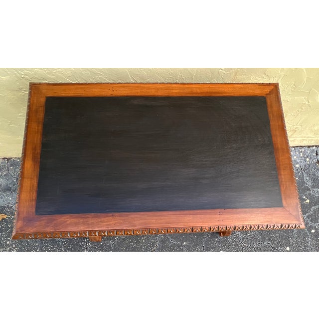 19th Century Baroque Spanish Side Table With Ebonized Top and Lyre Legs For Sale In Miami - Image 6 of 13