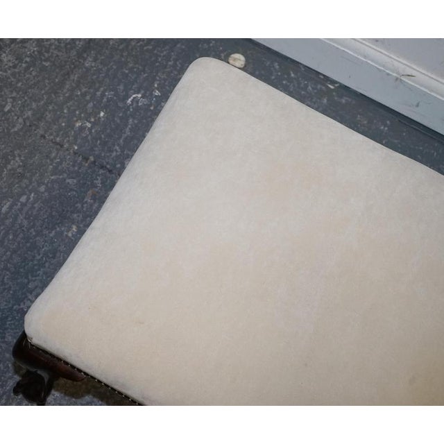 Antique Early Victorian Claw and Ball Feet Ottoman with White Suede Seat For Sale - Image 6 of 12