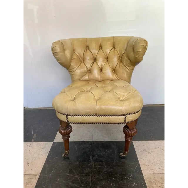 1960s Tufted Leather Cockfighting Chair Chairish