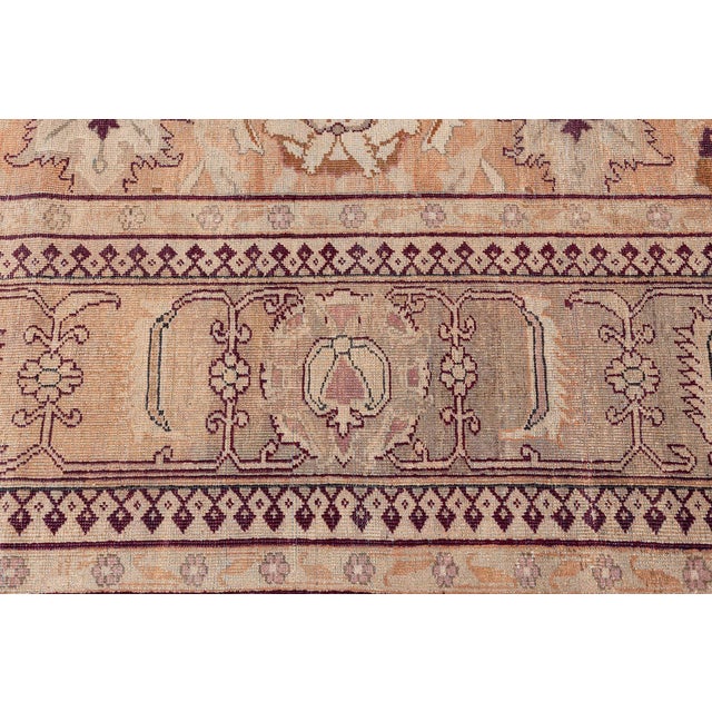Textile Late 19th Century Indian Amritsar Botanic Handmade Wool Rug For Sale - Image 7 of 8