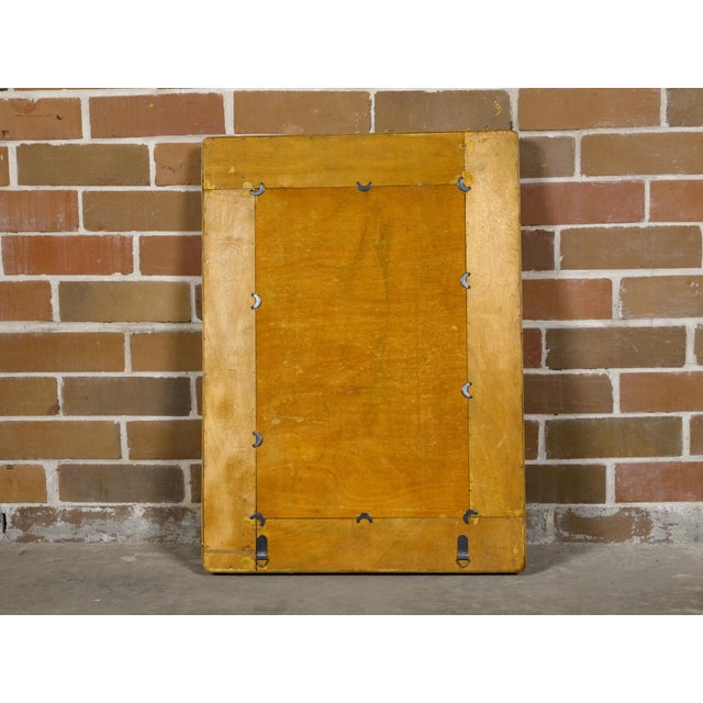 Midcentury French Bamboo Wall Mirror with Geometric Mosaic Style Arrangement For Sale - Image 10 of 10