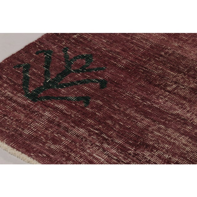 Traditional Vintage Turkish Distressed Rug in Burgundy With Fine Black Motifs - Rug & Kilim For Sale - Image 3 of 8