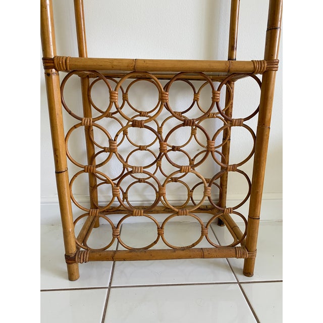 Mid 20th Century Mid 20th Century Rattan Shelving Unit With Wine Rack For Sale - Image 5 of 11