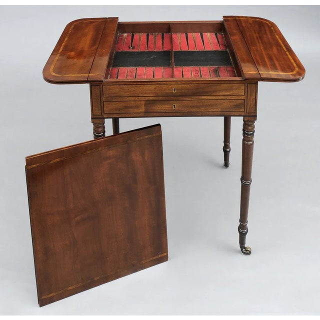 Wood English Antique Regency Games Table For Sale - Image 7 of 11