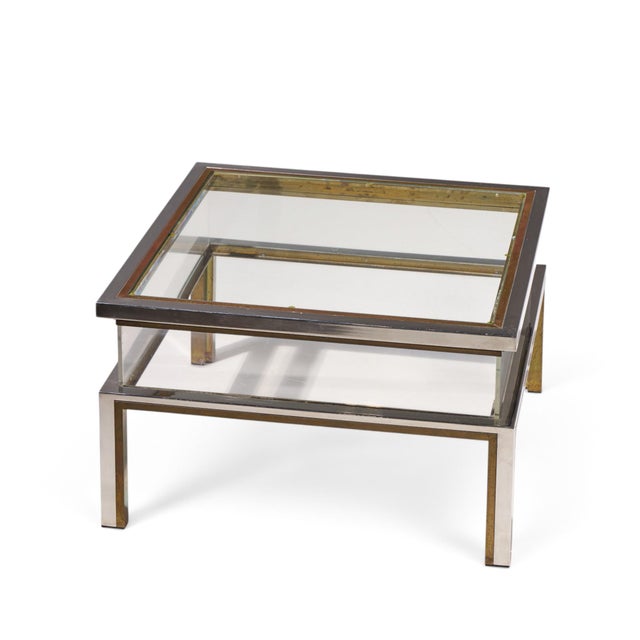 Metal Romeo Rega Mid Century Chrome, Brass and Glass Coffee Table For Sale - Image 7 of 8