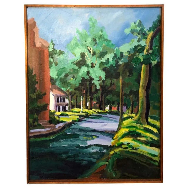 1960s Colorful Mid Century Street Scene - Unsigned For Sale - Image 13 of 13