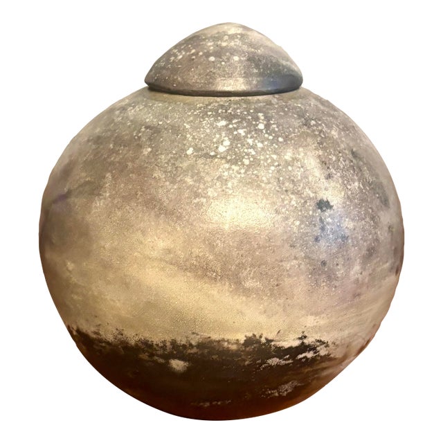 Vintage Mid-Century Modern Studio Pottery Lidded Vessel, Signed For Sale