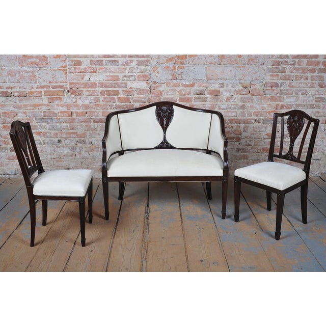 Art Deco Seating Set in Beech and Walnut, Czech, 1920s, Set of 3 For Sale - Image 11 of 14