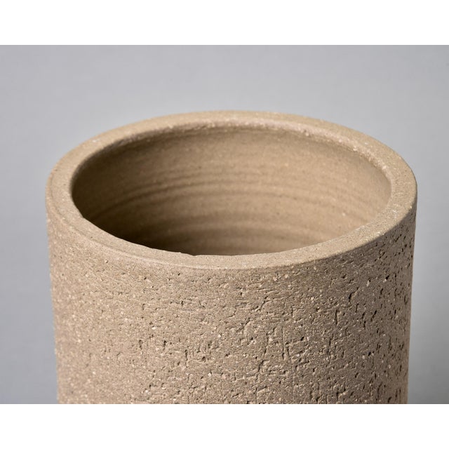 Sand Cylindrical Stoneware Jar With Lid by Ceramica Rosa Maria For Sale - Image 8 of 10