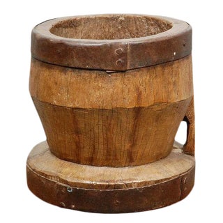 Large Antique Wood Mortar For Sale